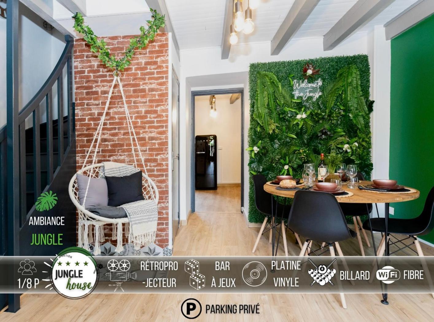Maison "Jungle House" 90 M2 Billard, Retroprojecteur, Bar A Jeux , Vinyle, Wifi Fibre, Ideal Pro & Famille A Montbrison Exterior photo